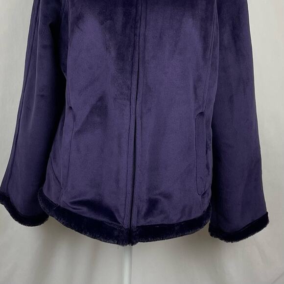 Green Tea Purple Vegan Fur Cottage  Boho Chic Jacket Coat NWOT Size L - Picture 4 of 11